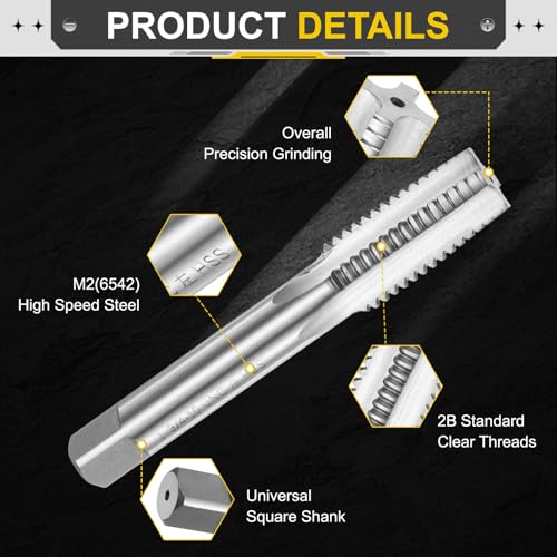 Image of uxcell Hand Taper Tap 3 /4 inch-10 UNC 2B Left Hand Thread Taper Style Taps Straight Flute Screw Tapping Threading Tool High Speed Steel HSS6542