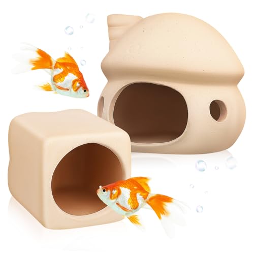 Yardwe 2stücke Keramische Fischhäuser Für Aquarien Betta Versteck Und Dekoration Kleine Pilz Und Rundöffnung Für Fische Und Garnelen Material Zeitloses Design