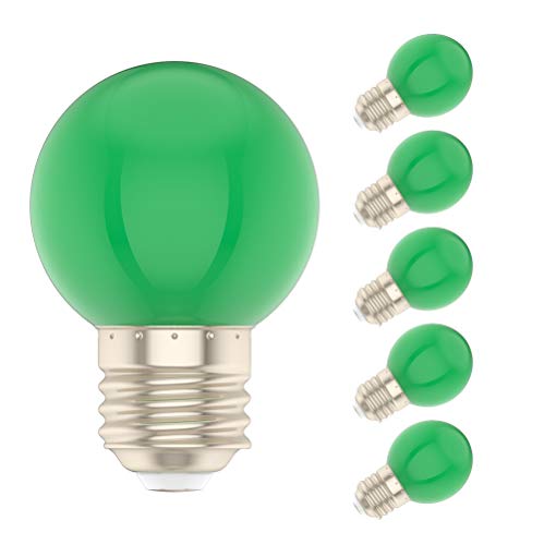 Ainise 5X E27 Bombilla de Verde 1W Color LED 100LM Bajo Consumo Bombilla Color Conveniente para Decoración AC220V-240V