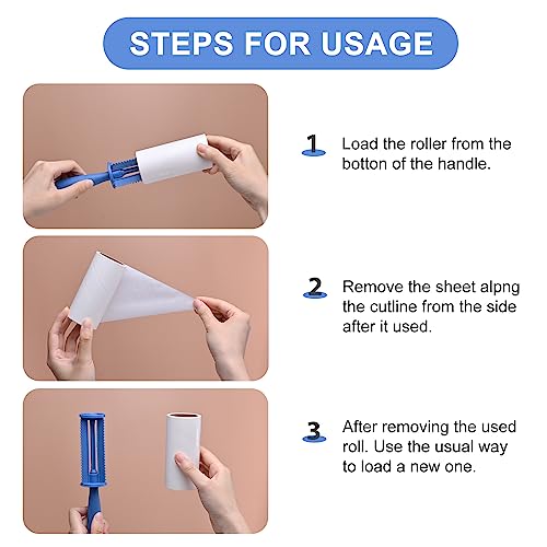 MumdoYAL Fusselrolle 12 Rollen, extra klebrige Kleberolle zum Entfernen von Fusseln und Tierhaaren von Kleidung, Haaren, Katzen- und Hundehaaren,mit 2 Abroller