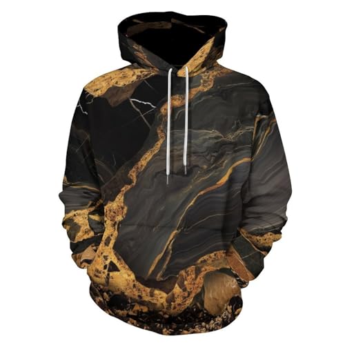Sweatshirt homme imprimé marbre de luxe sweat à capuche ample chic noir
