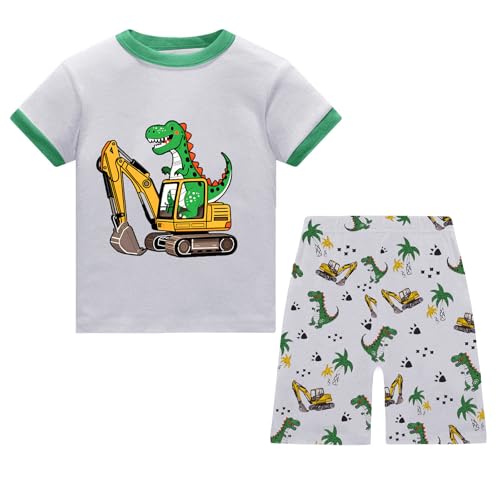 JinBei Conjunto Pijama Niño Algodón Manga Corta Verano, 2-3 Años, Gris