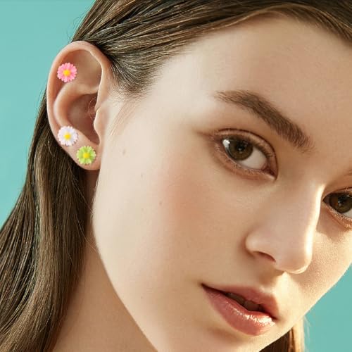 Image of 30 Pairs Mini Screwback Earrings for Girls, Kids & Family - Flat Back Acrylic Earring with Stainless Steel Posts | Assorted Cute Charms | Secure Fit for Daily Wear & Parties