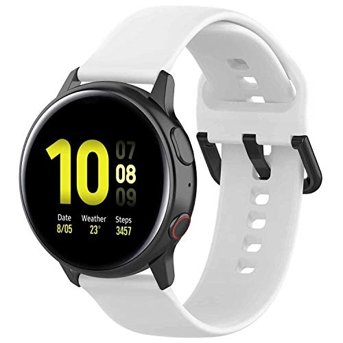 Fit for Samsung Galaxy Watch Active 2 Watch Bands, 20mm Silicone Quick Release Replacement Band Straps Wristbands Fit for Garmin Vivoactive 3 Music Women Men (White, Small)