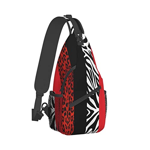 Sac de poitrine pour hommes imprimé léopard zèbre noir taille unique