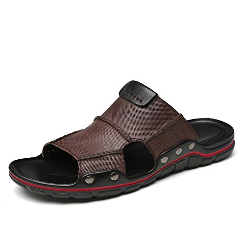 Mens Slide Sandals Open Toe For Beach Fixed Strap PU Leather Waterproof Outdoor Slide Sandal