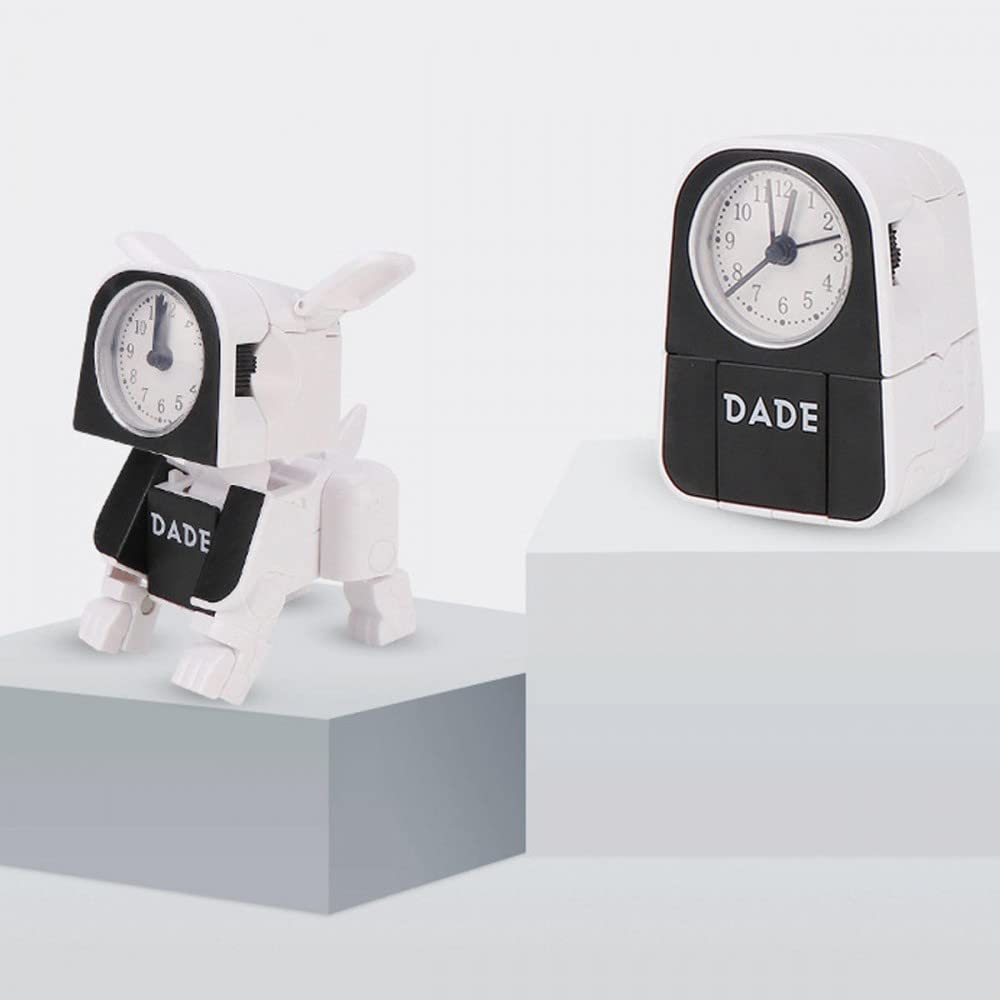 GXMRHWY Deformed Puppy Wake Up Clock Childrens Alarm Clock Lovely Cartoon Table Clock White