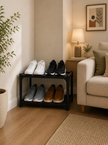 Image of Zemic Plastic Shoe Rack for Home | DIY Shoe Rack for Home Storage Plastic Box Organizer, Chappal Slipper Sandals Stand A
