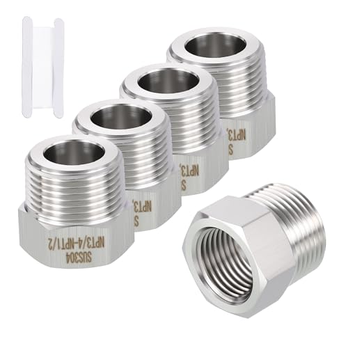 Rebower 5 Pack 304 Stainless Steel Male to FeMale Adapter, 3/4