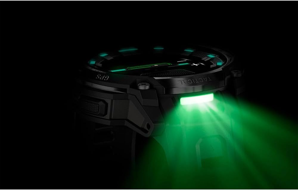 Garmin Instinct® Crossover AMOLED - Tactical Edition, Rugged Hybrid GPS Tactical Smartwatch with Analog Watch Hands and Bright AMOLED Display, Black with Black Silicone Band