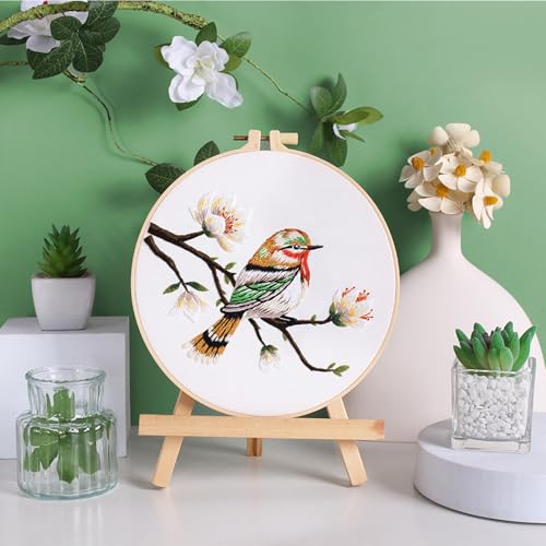 Image of GLTAYLMY 3 Sets Embroidery Kit for Beginners Needlepoint Cross Stitch Kits for Adults,Stitch Learning DIY Kit with Easy Instruction,Stamped Bird Embroidery Patterns,Hoop,Threads,Sewing Hobby