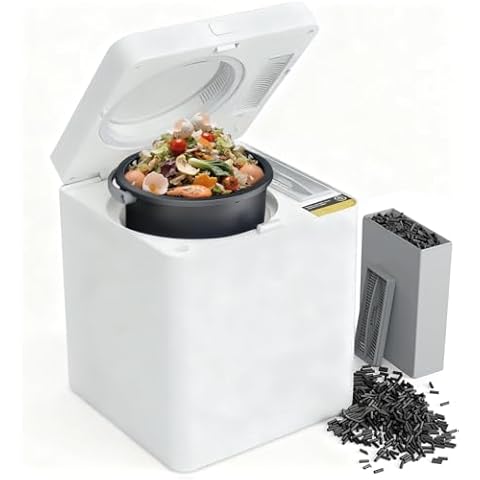 TOPZEE Electric Compost Bin for Kitchen - 3L Countertop Composter with Odorless Auto-Cleaning, Turns Food Waste to Fertilizer in 4 Hours, for Indoor Home Use, White Cover