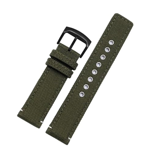 sƌ݊Seiko Timex Army Green Khaki Hamilon Nylon Watch Strap Canvas + Cow Leather Men's WatchBand 20mmuXbg(Army Green black