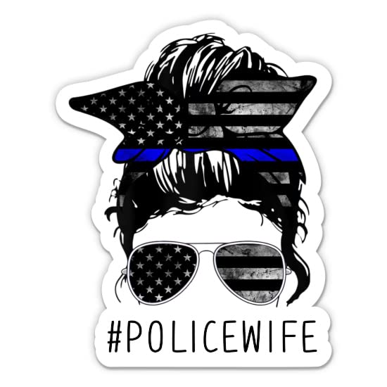 Police Wife Stickers - 2 Pack of 3" Stickers - Waterproof Vinyl for Car, Phone, Water Bottle, Laptop - Police Wife Support Blue Line Decals (2-Pack)