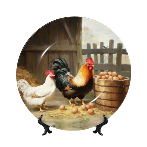 YZILDP Farm Scene Rooster Ceramic Plate with Stand,6 in,Farmhouse Decorative Plates for Wall Hanging Ceramic Craft for Kitchen Cabinets Dining Room Office Home Decor YZILDP Farm Scene Rooster Ceramic Plate with Stand,6 in,Farmhouse Decorative Plates for Wall Hanging Ceramic Craft for Kitchen Cabinets Dining Room Office Home Decor
