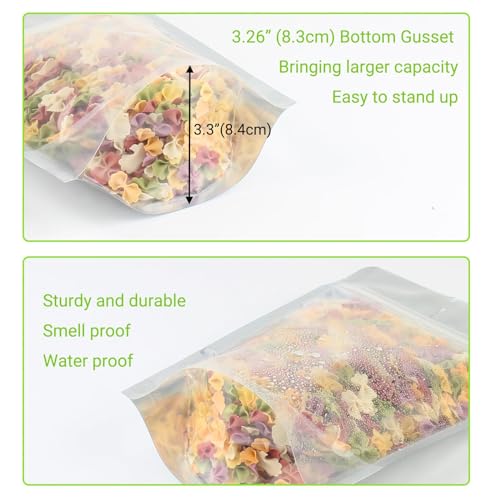 Belinlen 100 Pack 7 x 10 Inch Stand Up Ziplock Mylar Bags Clear Front with Aluminum Foil Back Reusable Food Storage Bags for Multipurpose with Gusset Bottom(5.5mil Thickness) by Belinlen - Image 3