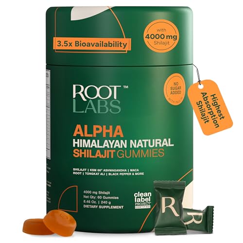 ROOT LABS 10-in-1 Alpha Shilajit Gummies | 4000 mg Pure Himalayan Shilajit with Tongkat Ali & Maca Root | for Men & Women | ShilAbsorb Bioavailability Tech | Sugar-Free, Vegan | 60 Gummies