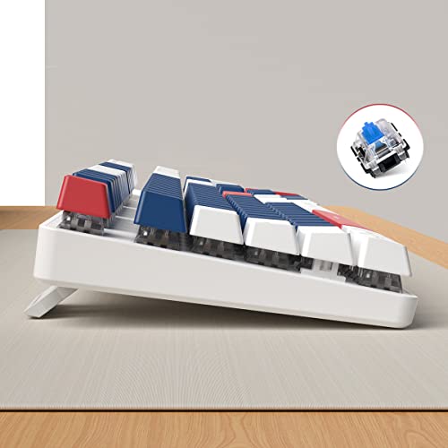 Image of 104 Keys Full Size Mechanical Gaming Keyboard | Blue Switch Blue /White /Red Combo Color Computer Keyboards | Hot Swappable US Layout Wired Mechanical PC Gaming Keyboard | Light Up Wired Keyboards