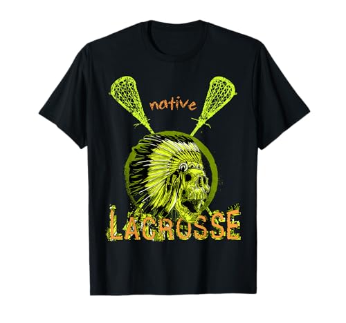 Native Lacrosse Indian Skull T-Shirt