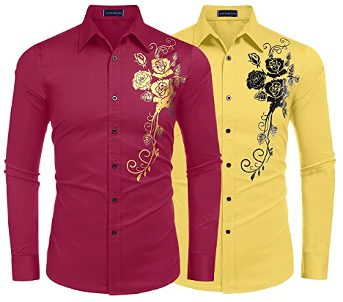Image of Zombom Men's Regular Fit Cotton Blend Printed Full Sleeve Casual Shirts