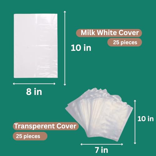 Image of Foreign Pickle Packing Covers | LDPE Poly Bags for Travel & Export | Virgin Plastic Thick Bags | 50 Pcs (25 Milk White 8x10 & 25 Transparent 7x10) | Pickle Packing Covers for Abroad Thick 1kg