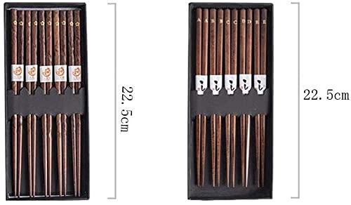Baguettes en bois massif pointues de style japonais haut de gamme 10 paires, lettres dorées de personnalité créative, baguettes de fleurs de cerisier (couleur : B)