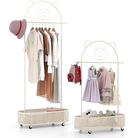 COSTWAY Adjustable Clothes Rail on Wheels Cover