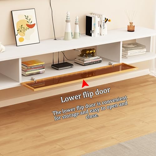 Meuble TV mural avec rangement blanc 120 cm : support moderne suspendu