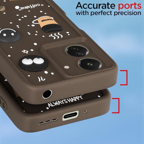 Image of Pikkme Back Cover for Redmi 13C 4G | 3D Bear Silicone Cute & Fun Coffee Cartoon | Full Body Protection Bumper Case (Brown)
