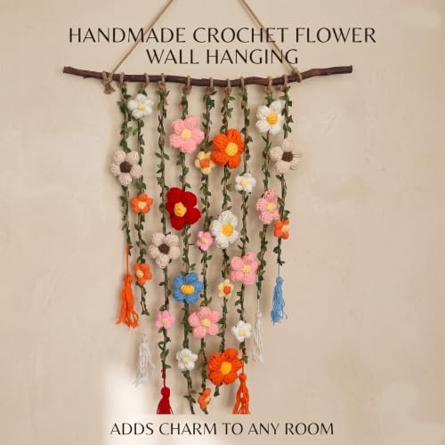 Regalo para mujer de decoración artesanal con flores de ganchillo tejidas 7