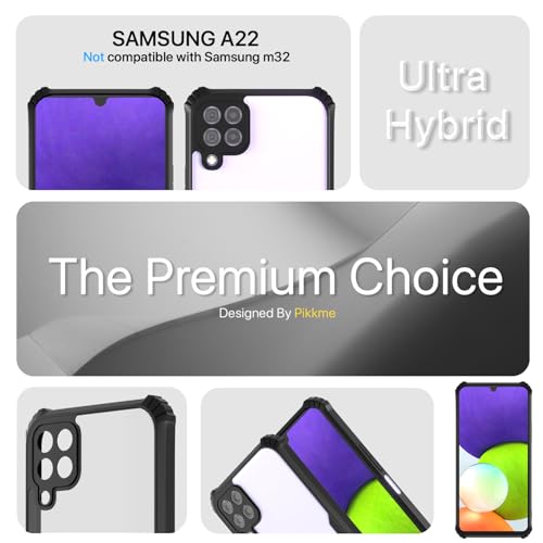Image of Pikkme Samsung Galaxy A22 4G Back Cover Shockproof Bumper Clear Transparent Case for Samsung Galaxy A22 4G (Black)
