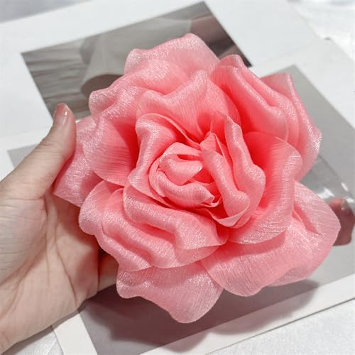 Image of Flash Camellia Flower Brooch Pin for Women Men Elegant Texture Fabric Dahlia Rose Floral Brooches Lapel Pins Dainty Wedding Holiday Party Costume Dress Accessories Jewelry
