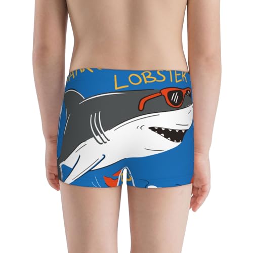 Boys' Cotton Boxer Brief Soft Underwear-Shark With Sunglasses And Lobste3