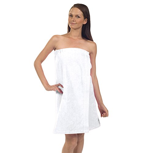 WV5001-WHITE-OS Womens Terry Velour Spa Wrap, One Size, White