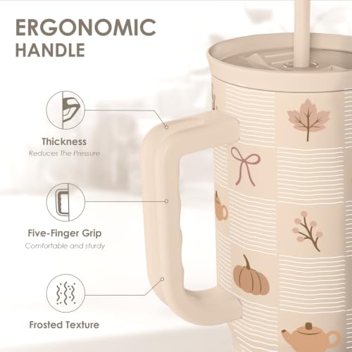 Image of Fall Pumpkin Stainless Steel Slider Tumbler with Handle 40 Ounces with Lid, Travel Cup, Insulated Bottles for Girls Women
