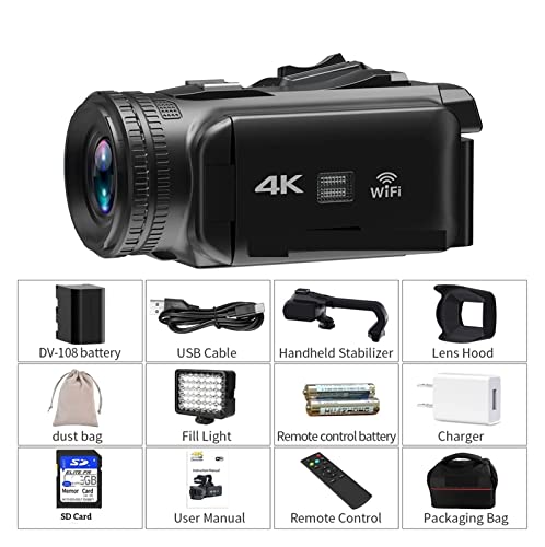 Caméscope 4K 60FPS pour streaming et vlog avec micro et carte SD 64Go - 3