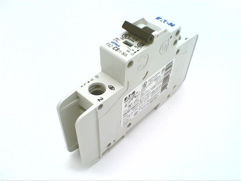 CUTLER HAMMER FAZ-C8/1-NA-SP Miniature, 8 AMP Rating, Single-Pole, Circuit Breaker, C Curve, DIN-Rail Mount, 277/480 VAC Rating, Toggle, FAZ-NA Series