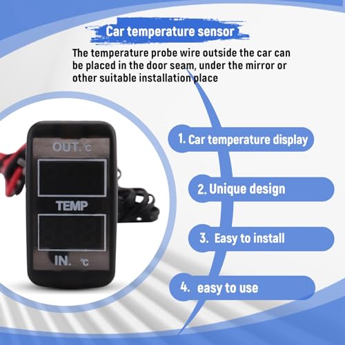 Sirxlevcy Display a Doppia Temperatura all'Interno e all'Esterno 'Auto Sensore a Doppia Temperatura per Prado Prius - 5