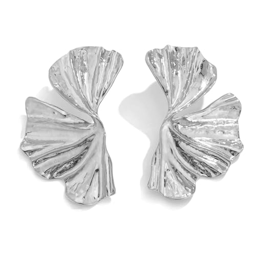 HSAJS Pendientes Mujer Hoja de Ginkgo de Metal Exagerado Pendientes Geométricos de Acero Inoxidable Hipoalergénicos Grandes Regalos Joyas Joyeria Fiesta para Mujeres Niñas