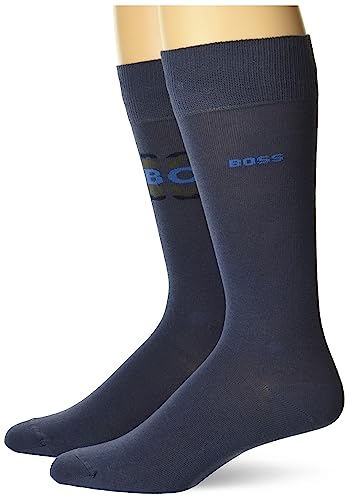 BOSS Men's Solid Color and Repeat Logo 2 Pack Socks