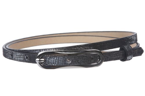 Ladies Non leather Lizard Print Skinny Belt Size: L/XL - 39 Color: Silver