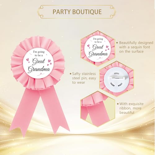 Image of Great Grandma To Be Tinplate Badge Pin, Pink Rosette Baby Shower Button Pin, Gender Reveal Badge for Grandparents, Grandma Brooch Buttons for Newborn Baby /Welcome Baby Party to Wear