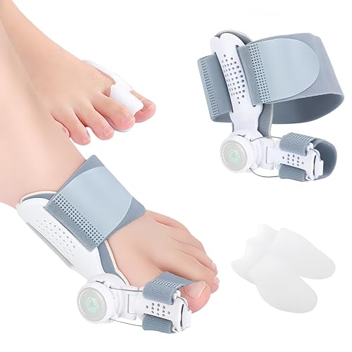 Hallux Valgus Korrektur, Upgrade Verstellbarer Hallux Valgus Schiene und 2 Zehenspreizer Silikon für Winkelkorrektur, Reduziert Hallux Valgus Belastung – Bunion Corrector für Tag und Nacht Unisex