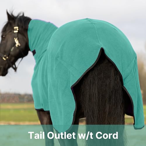 Image of RESISTANCE Fleece Contour Horse Cooler - Anti-Sweat Moisture Wicking, 3 Quick-Grip Neck Closures, Tail Cord, Durable Hemmed Edges, Polar Soft Fleece, Post-Exercise Cool Down