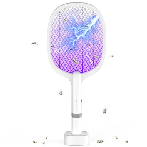YOUBST Raquette Electrique Insectes 5000V, 1800 mAh Extra puissante Tapette à Mouches électrique avec Base de Recharge USB C, 2 en 1 Tapette à Mouches électrique pour moustiques, Mouches, Abeilles YOUBST Raquette Electrique Insectes 5000V, 1800 mAh Extra puissante Tapette à Mouches électrique avec Base de Recharge USB C, 2 en 1 Tapette à Mouches électrique pour moustiques, Mouches, Abeilles