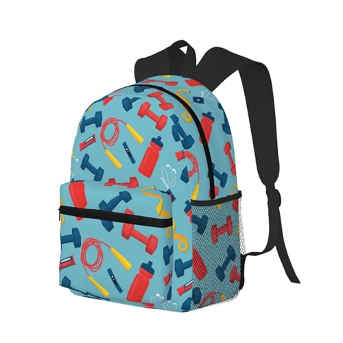 Travel Laptop Backpack for Men Women - cartoon dumbbell Water Resistant Beach Backpack, Lightweight Backpack with Laptop Compartment, Travel Backpack with Adjustable Carry Straps