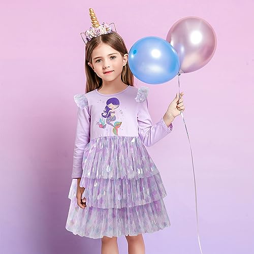 VIKITA Girls Dresses Winter Long Sleeve Birthday Party Tutu Dresses for Girls 3-12 Years3