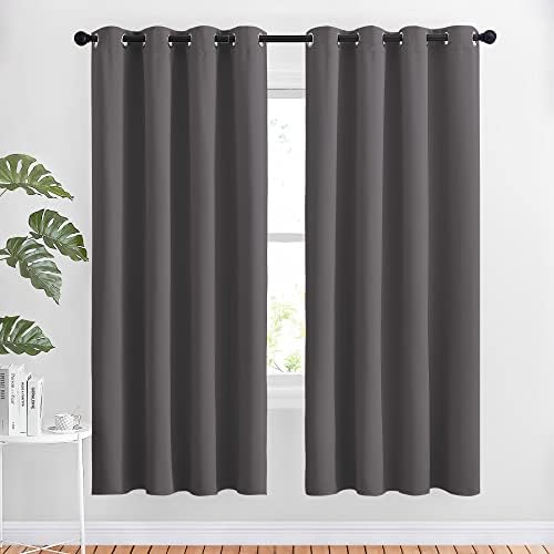 NICETOWN Grey Blackout Thermal Curtains 72 Inch Length, W52xL72, ...