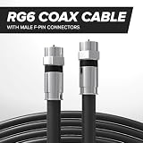 THE CIMPLE CO Czarny kabel koncentryczny RG6 (kabel koncentryczny) ze złączami odpornymi na warunki atmosferyczne, F81/RF, Digital Coax - AV, telewizja kablowa, antena i satelitarna, klasa CL2, 100