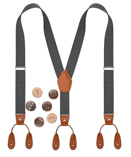 Image of Suspenders for Men Button End Adjustable Y-Back Elastic 47 Inches